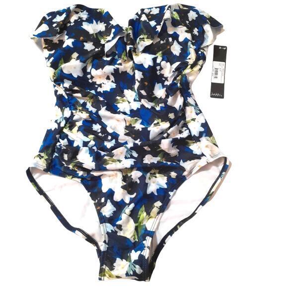 NEW Nicole Miller One Piece Swimsuit Convertible Strapless Bandeau Size Small - Picture 4 of 7